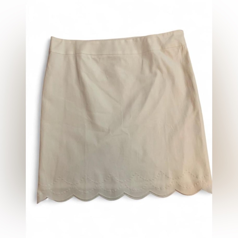 NWT Talbots White Scalloped Embroidered Skirt Size 10